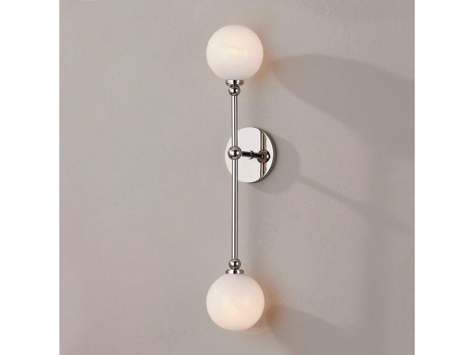 Hudson Valley Andrews 2-Light Polished Nickel Glass Wall Sconce