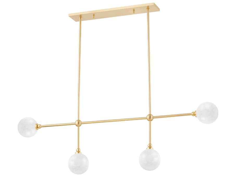 Hudson Valley Andrews 4-Light Aged Brass Glass Globe Linear Island Pendant