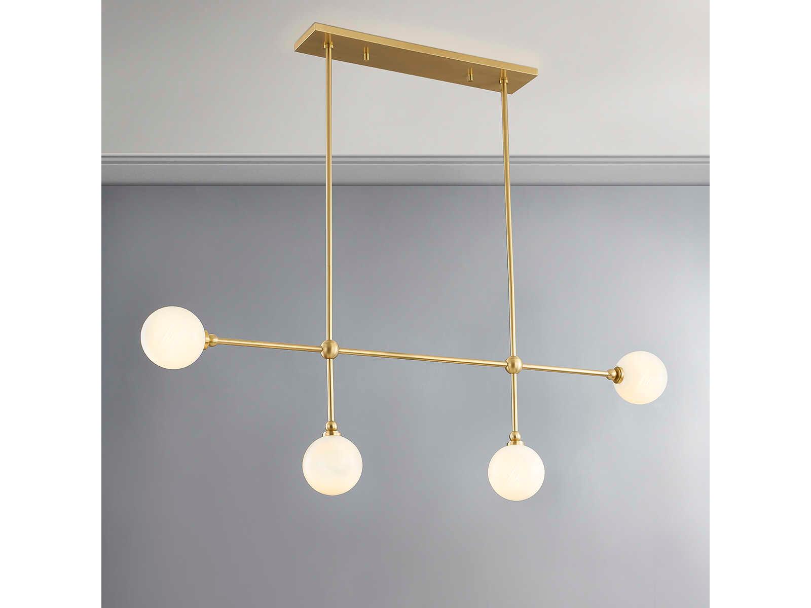 Hudson Valley Andrews 4-Light Aged Brass Glass Globe Linear Island Pendant