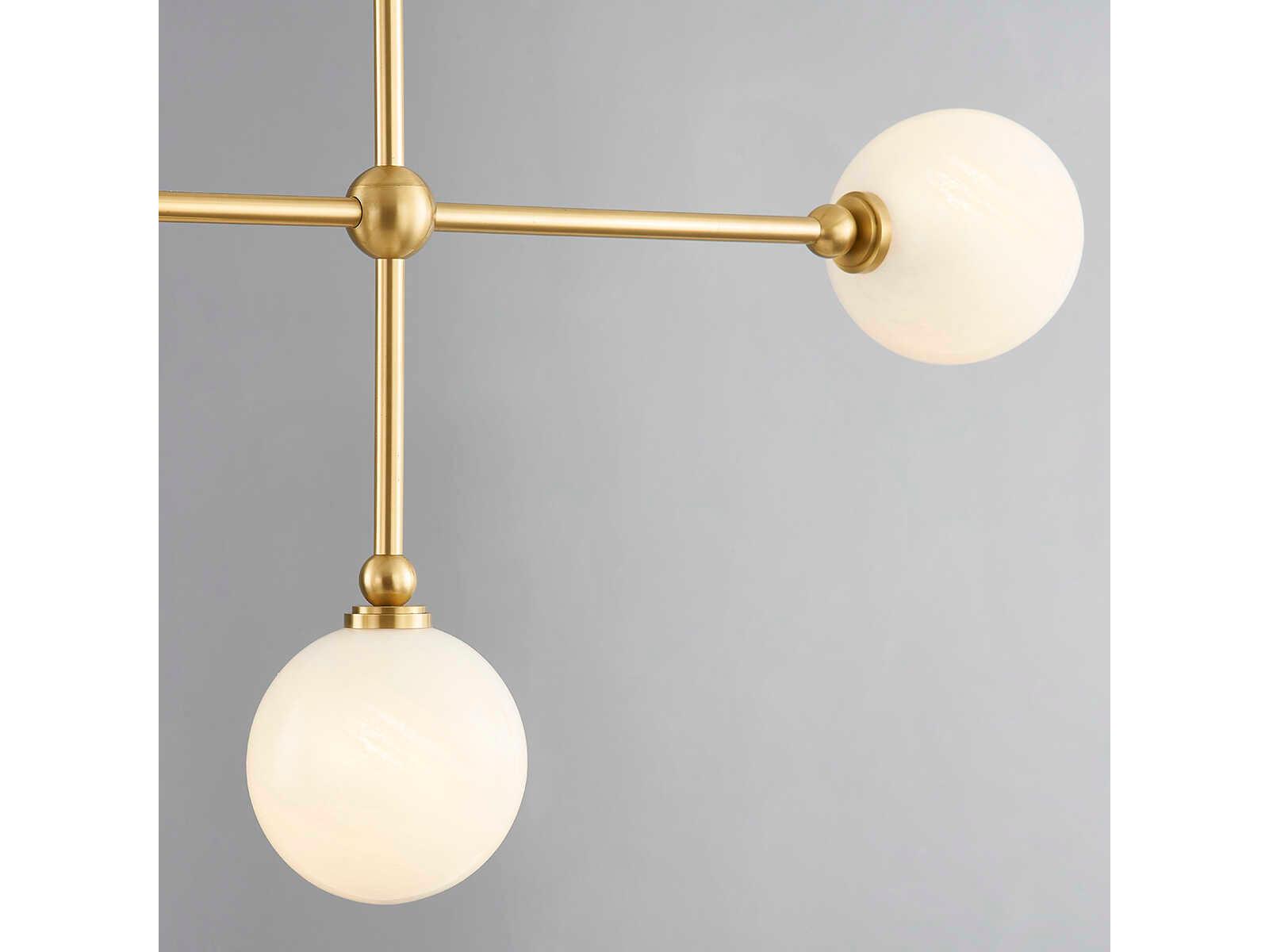Hudson Valley Andrews 4-Light Aged Brass Glass Globe Linear Island Pendant