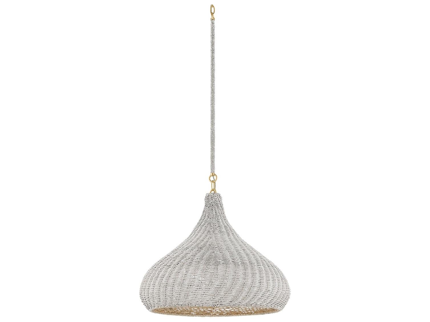 Hudson Valley Hampstead 1-Light Aged Brass Gray Pendant