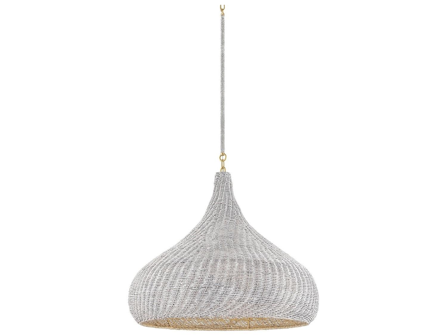 Hudson Valley Hampstead 1-Light Aged Brass Gray Pendant