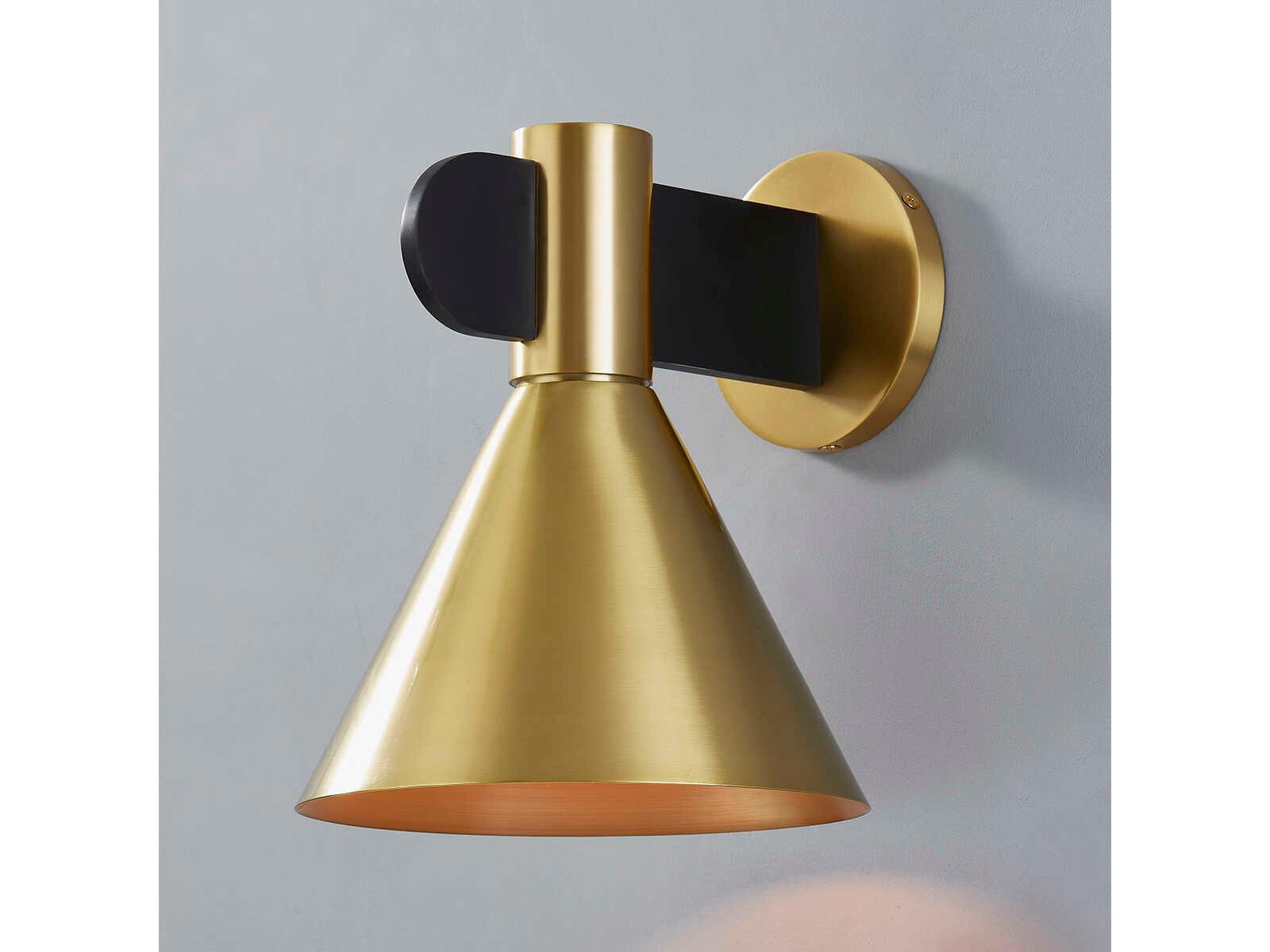 Hudson Valley Cranston 1-Light Aged Brass Black Wall Sconce