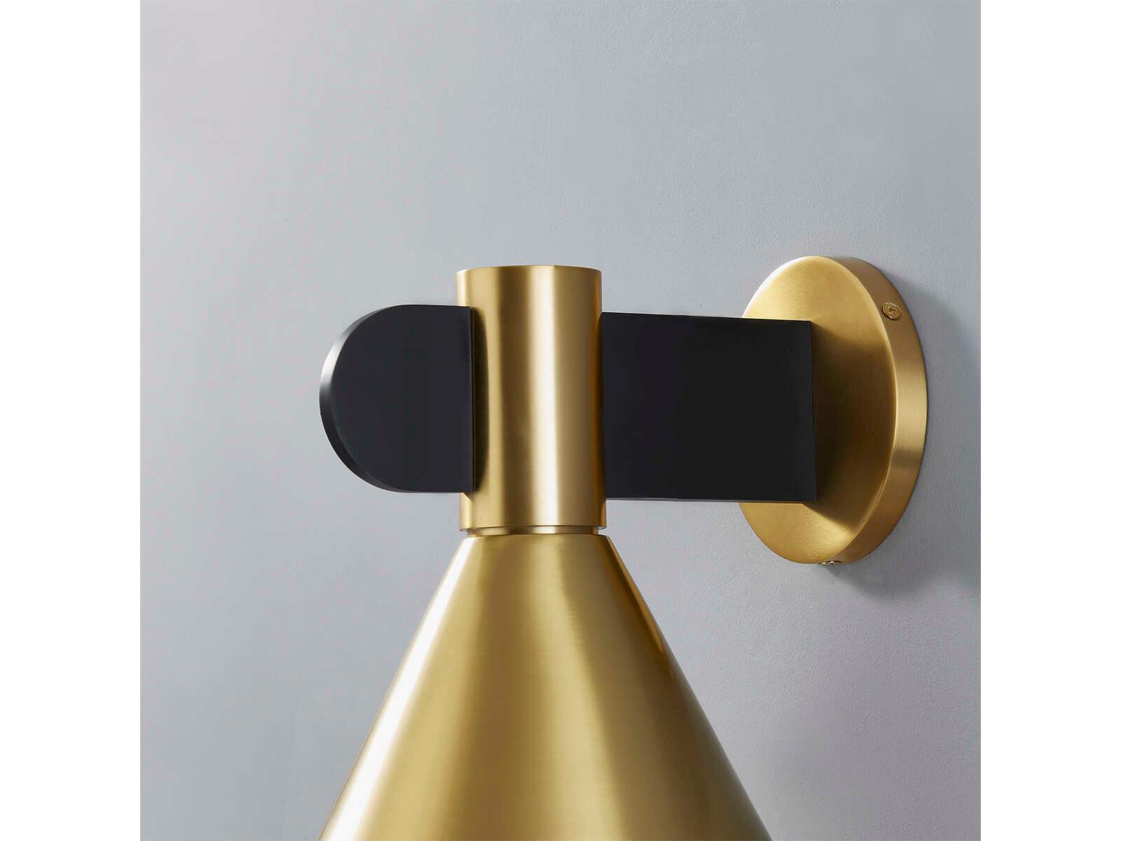 Hudson Valley Cranston 1-Light Aged Brass Black Wall Sconce