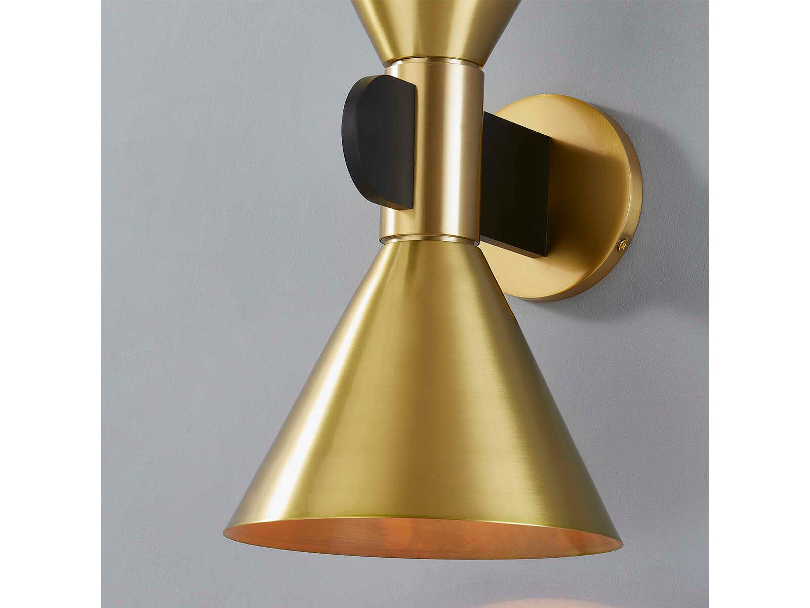 Hudson Valley Cranston 2-Light Aged Brass Soft Black Wall Sconce