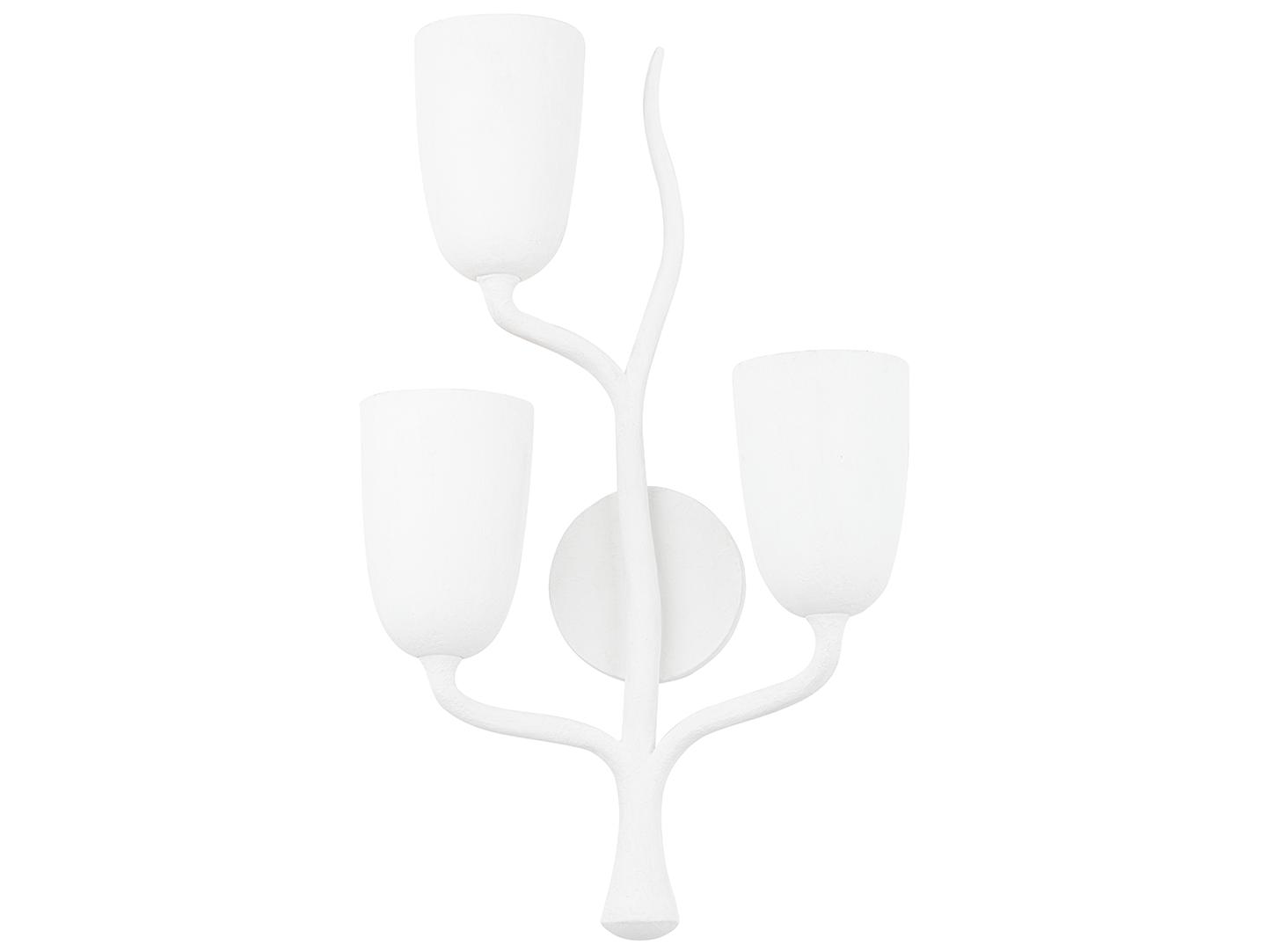 Hudson Valley Vine 3-Light White Plaster Wall Sconce