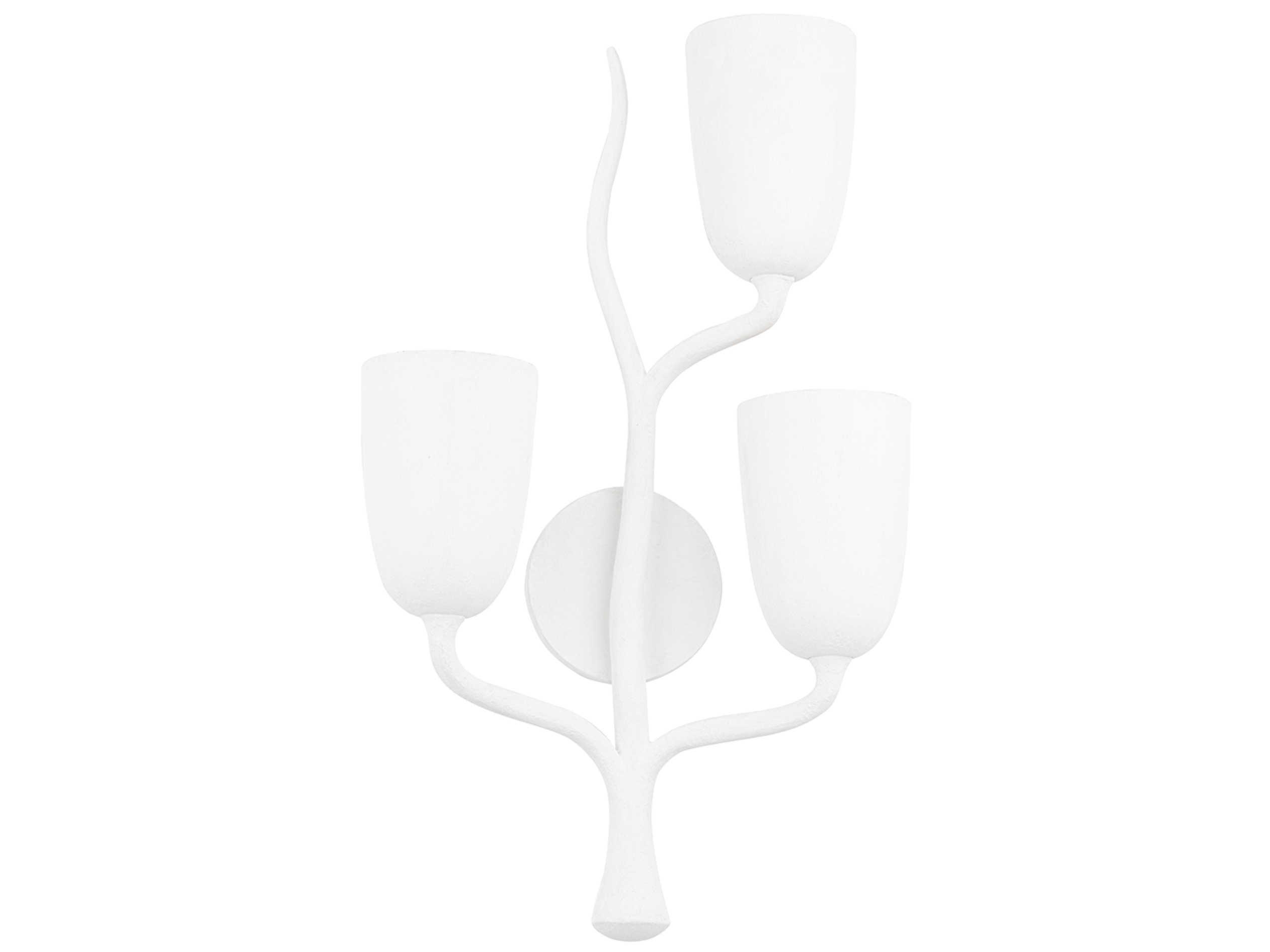 Hudson Valley Vine 3-Light White Plaster Wall Sconce