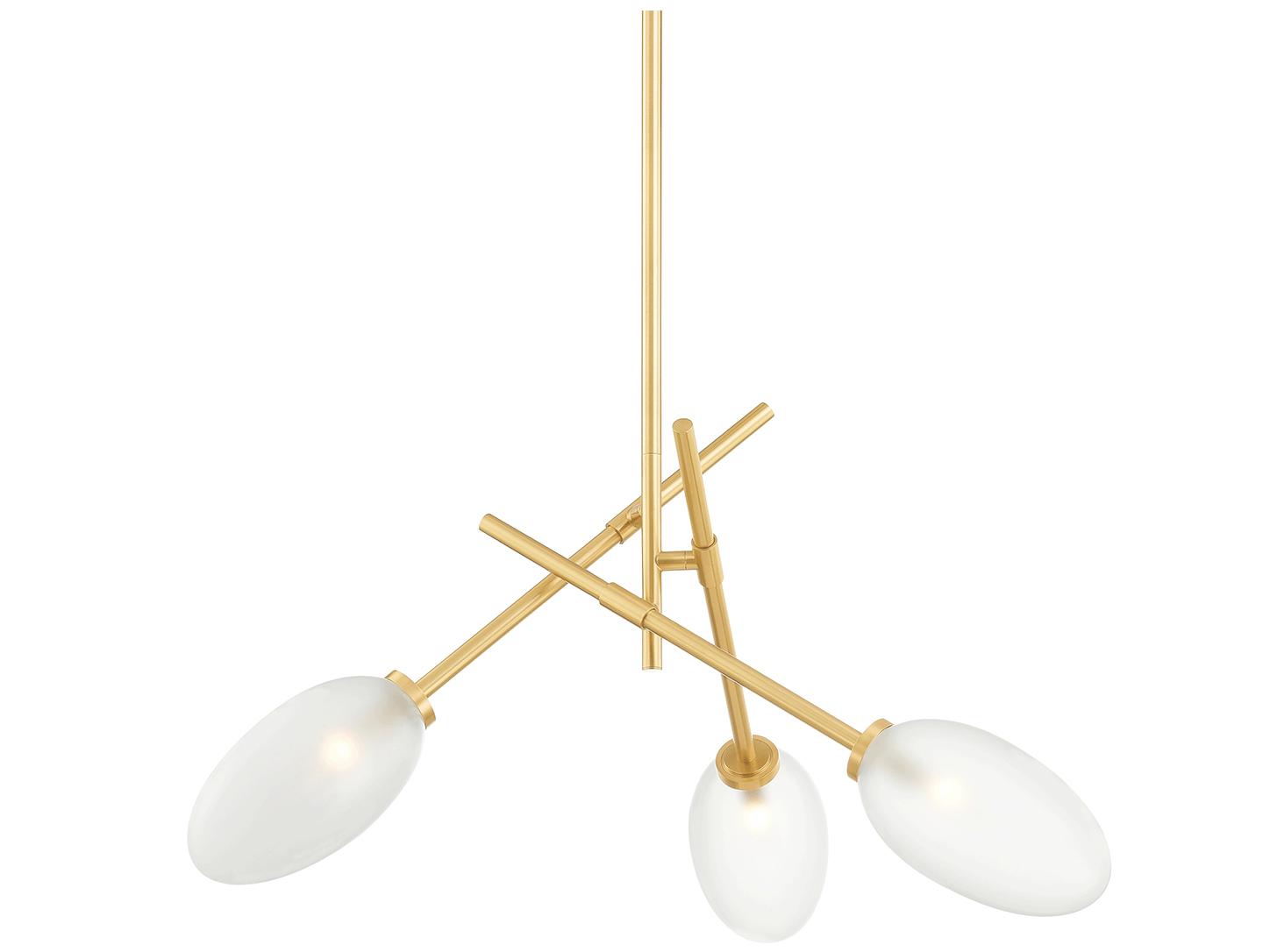 Hudson Valley Alberton 3-Light Aged Brass Glass Chandelier