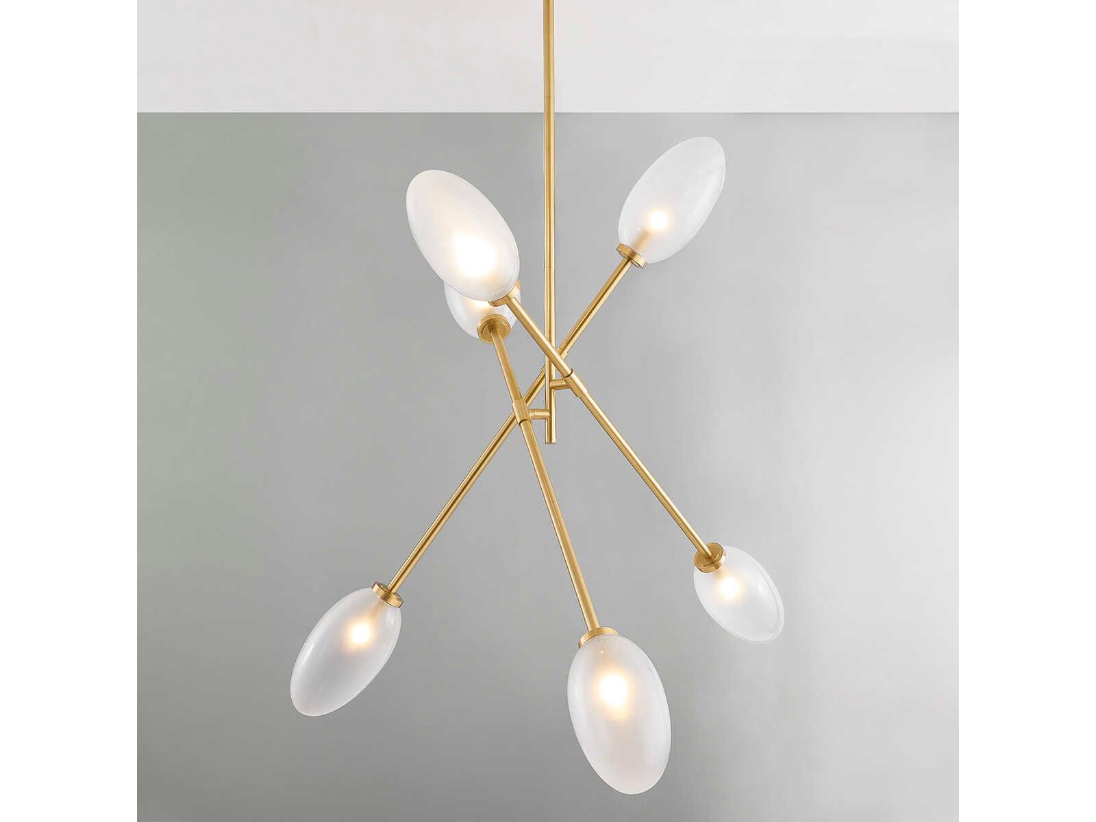 Hudson Valley Alberton 6-Light Aged Brass Glass Chandelier