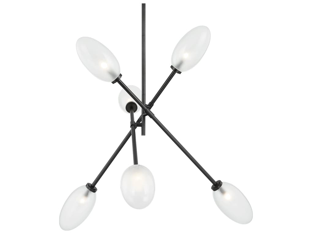 Hudson Valley Alberton 6-Light Black Brass Glass Chandelier