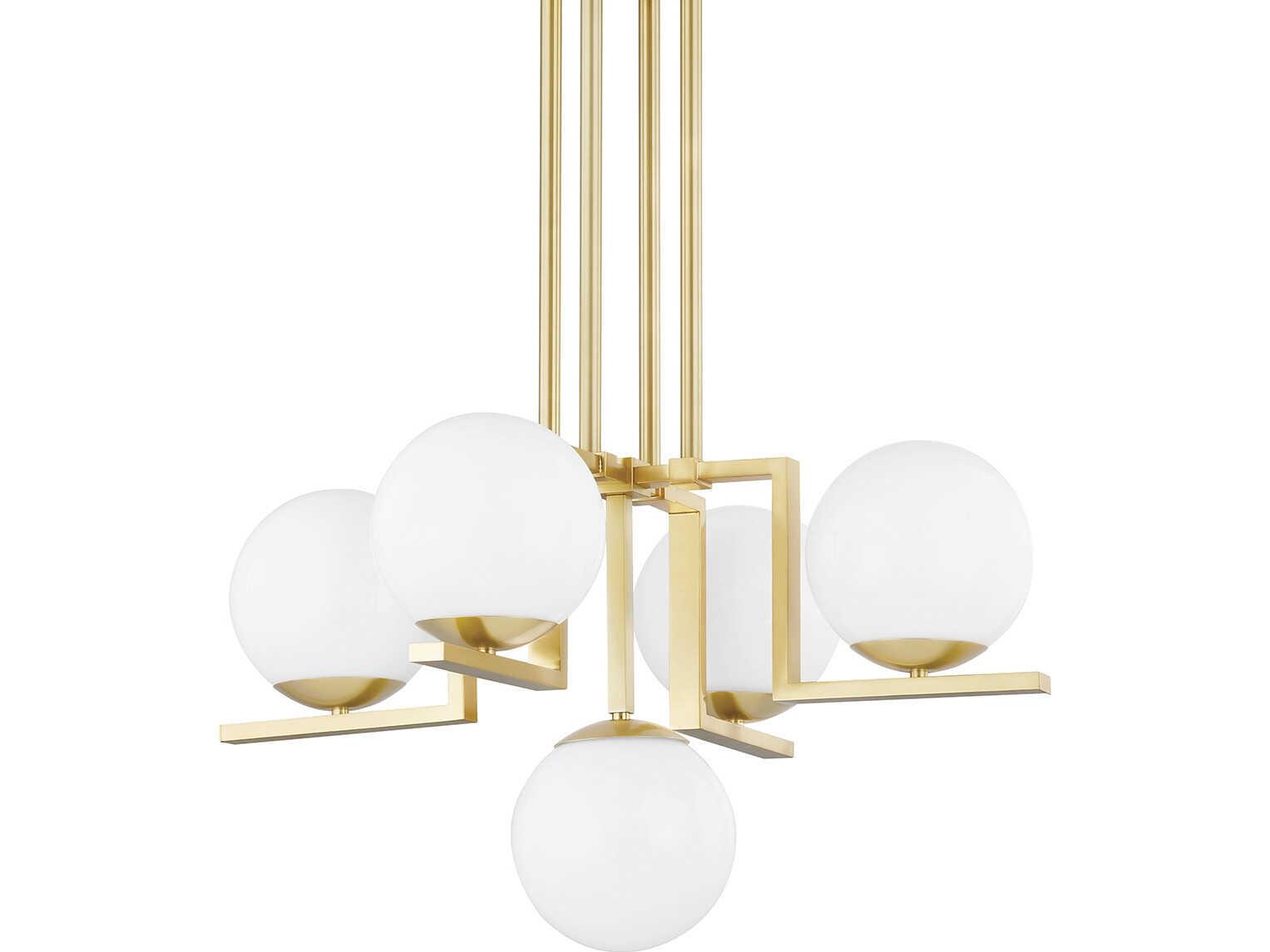 Hudson Valley Tanner 5-Light Aged Brass Globe Geometric Tiered Chandelier