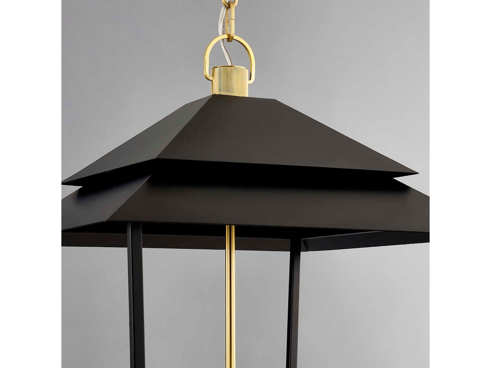 Hudson Valley Natick 4-Light Aged Brass Black Candelabra Lantern Chandelier