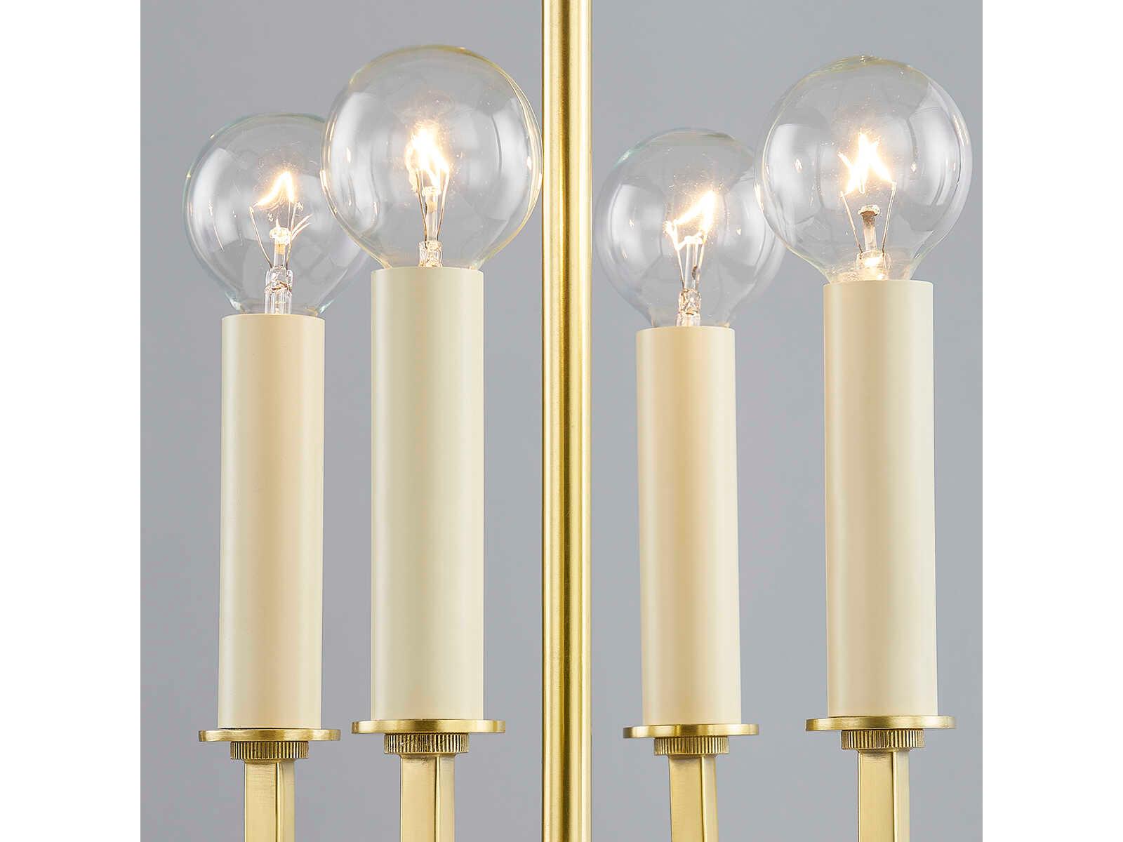 Hudson Valley Natick 4-Light Aged Brass White Candelabra Lantern Chandelier