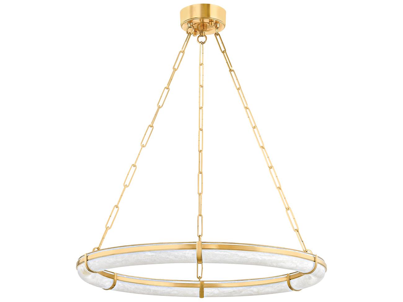 Hudson Valley Sennett 1-Light Aged Brass Round Pendant