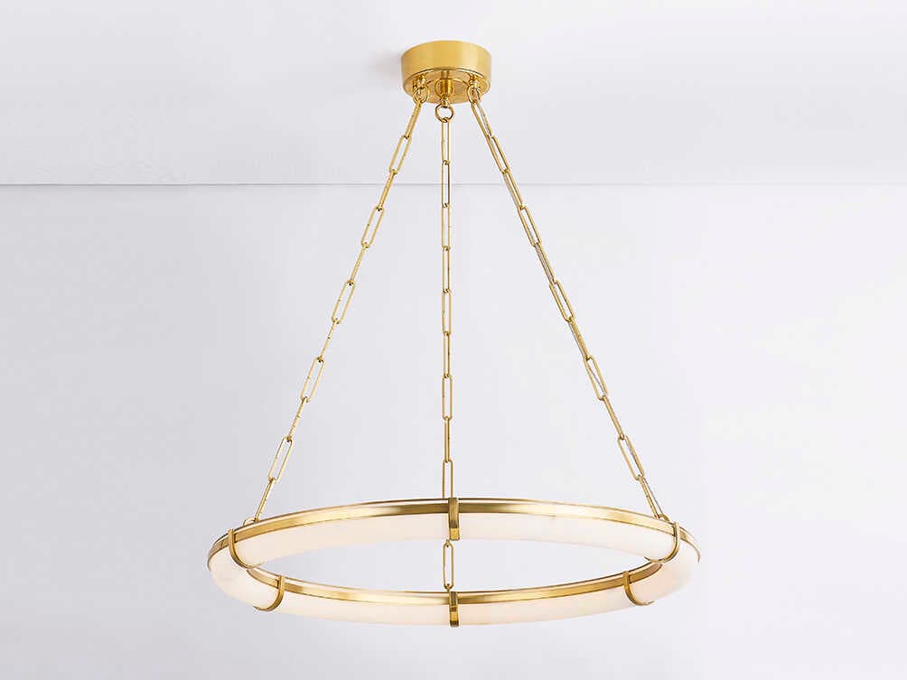 Hudson Valley Sennett 1-Light Aged Brass Round Pendant