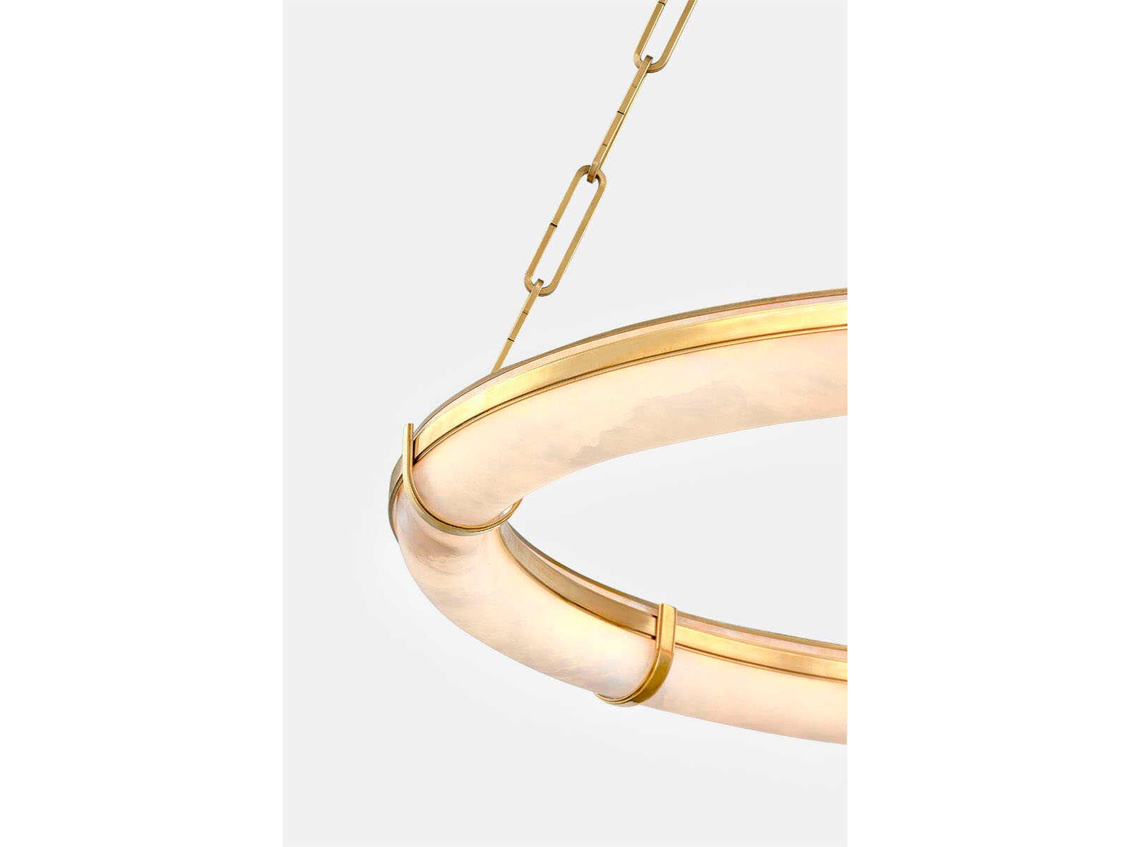 Hudson Valley Sennett 1-Light Aged Brass Round Pendant