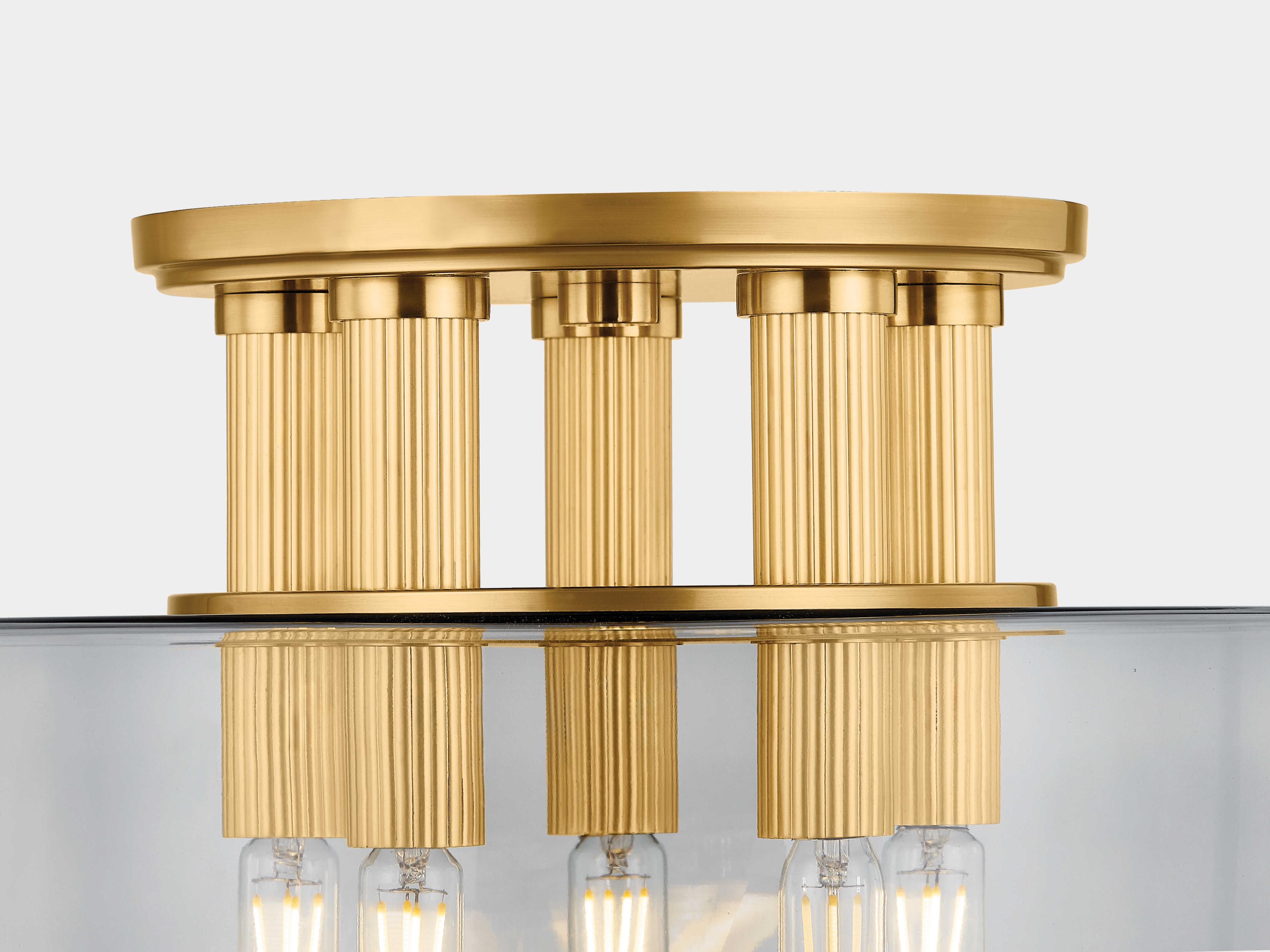 Hudson Valley Crystler 5-Light Aged Brass Drum Semi Flush Mount