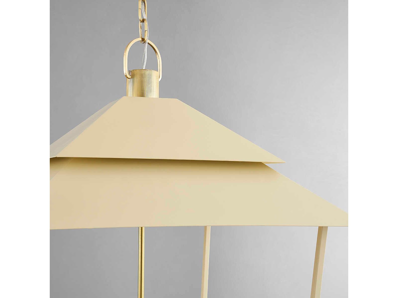 Hudson Valley Natick 8-Light Aged Brass White Candelabra Lantern Chandelier