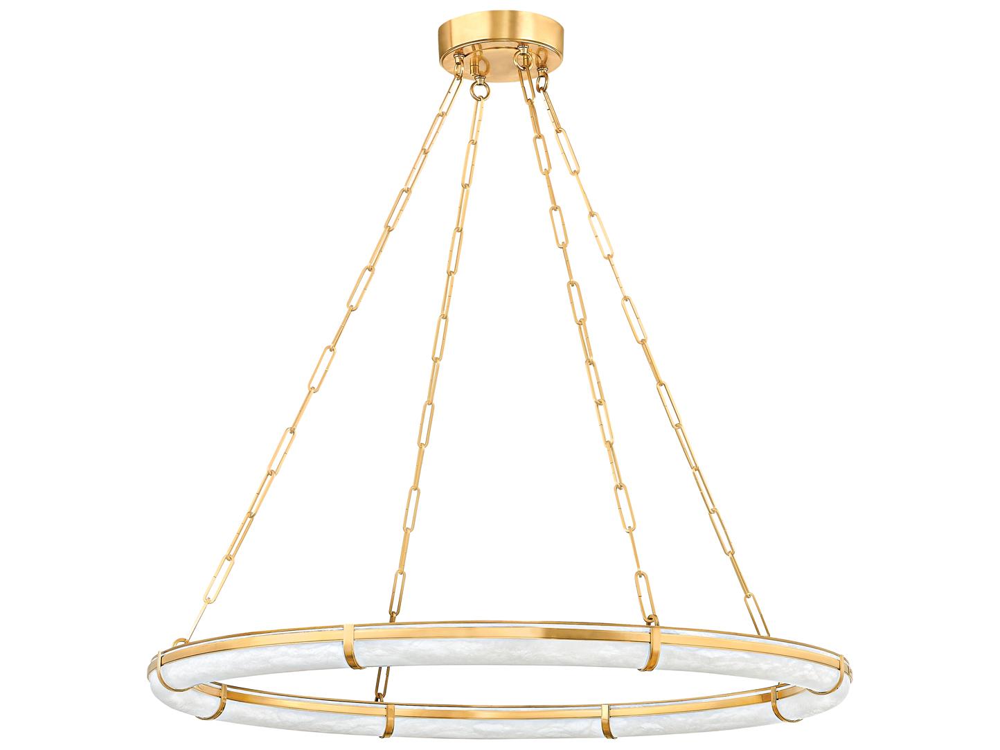 Hudson Valley Sennett 1-Light Aged Brass Round Pendant