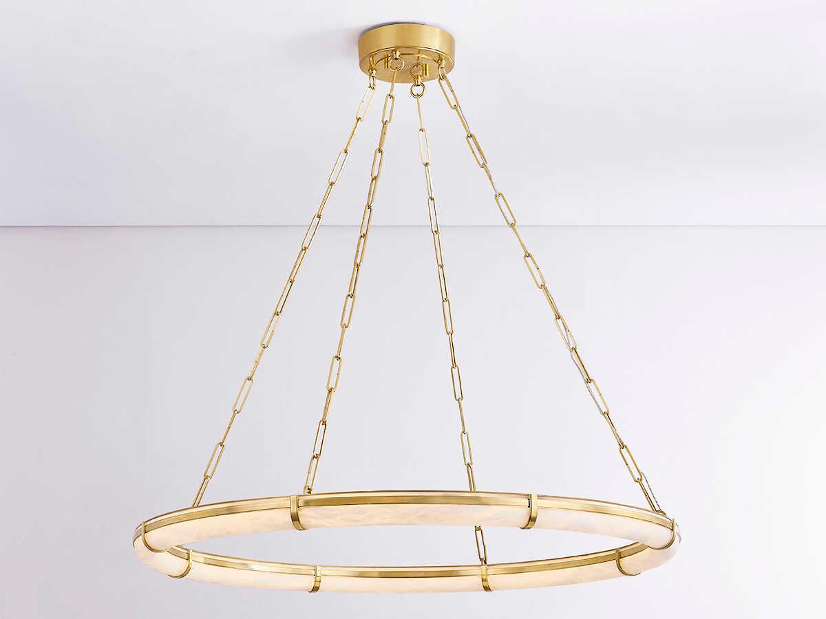 Hudson Valley Sennett 1-Light Aged Brass Round Pendant