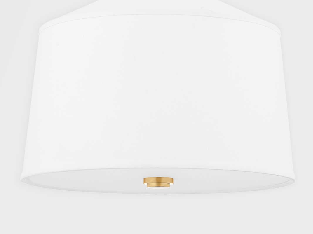 Hudson Valley White Plains 1-Light Aged Brass Drum Pendant