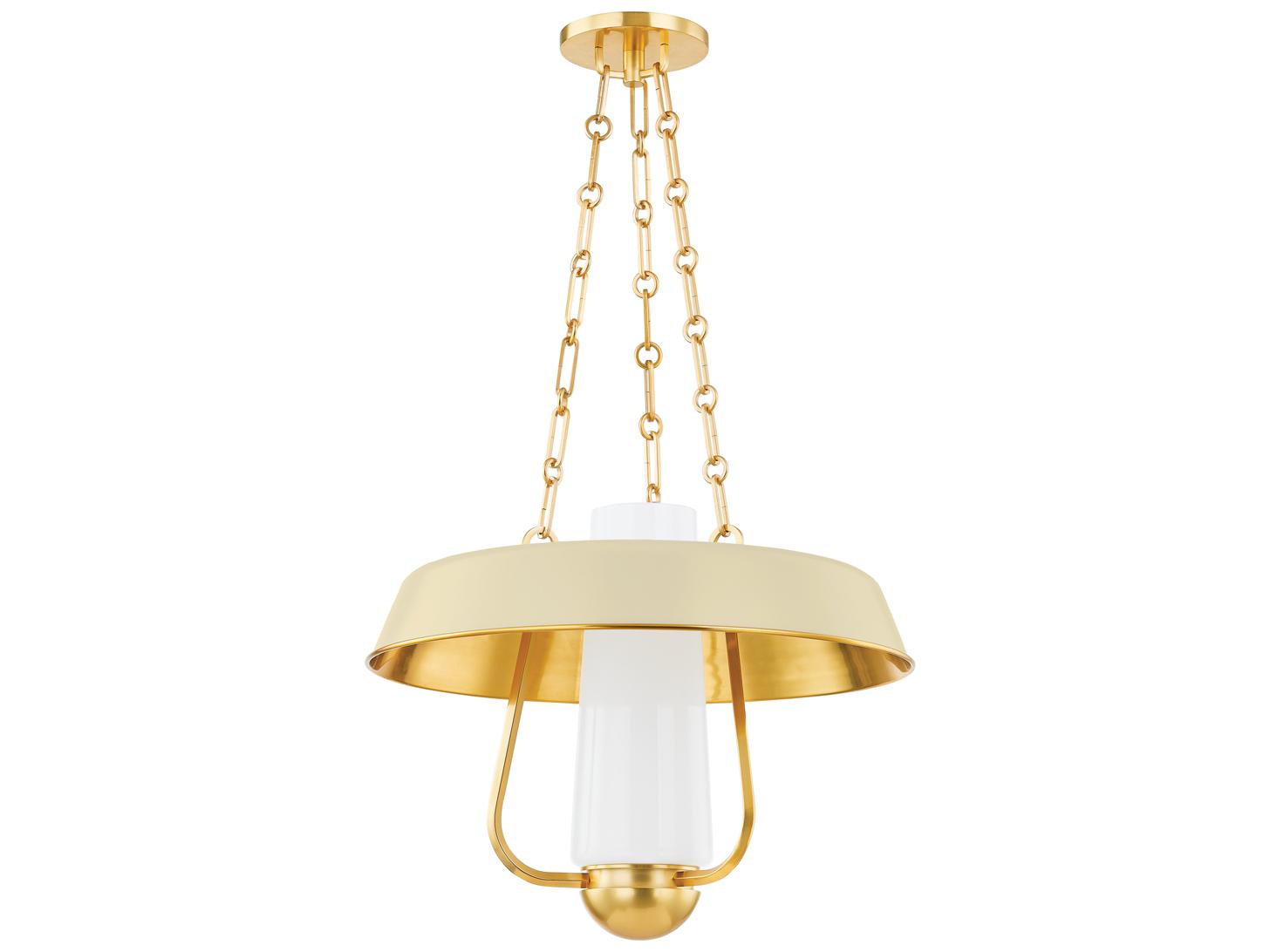 Hudson Valley Provincetown 1-Light Aged Brass Soft Sand Cylinder Dome Pendant