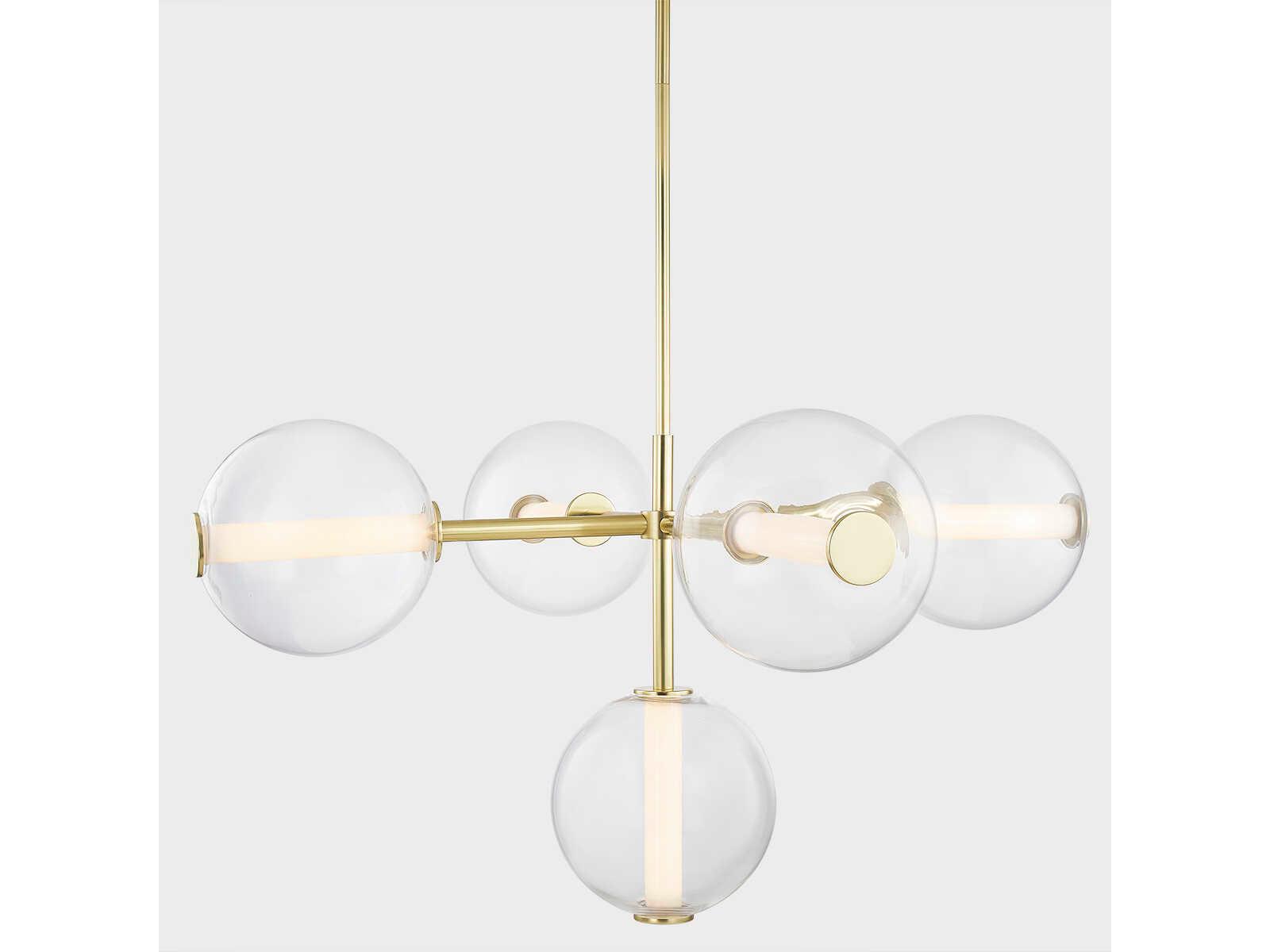 Hudson Valley Richford 5-Light Aged Brass Glass LED Globe Chandelier
