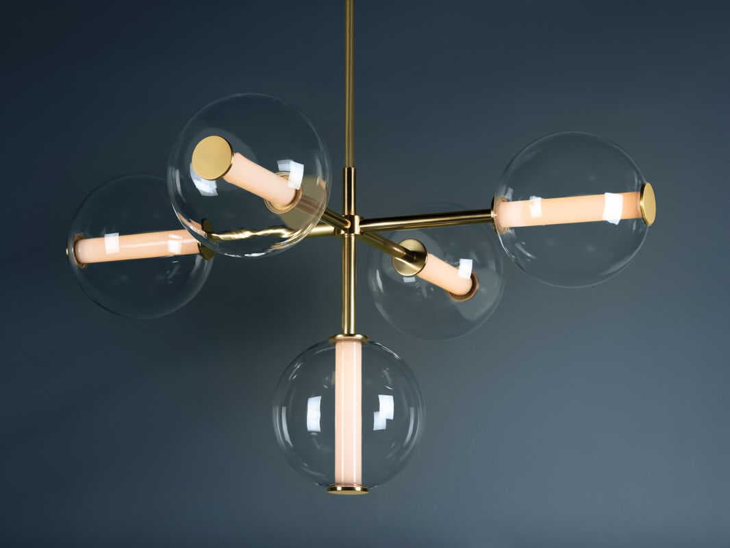 Hudson Valley Richford 5-Light Aged Brass Glass LED Globe Chandelier