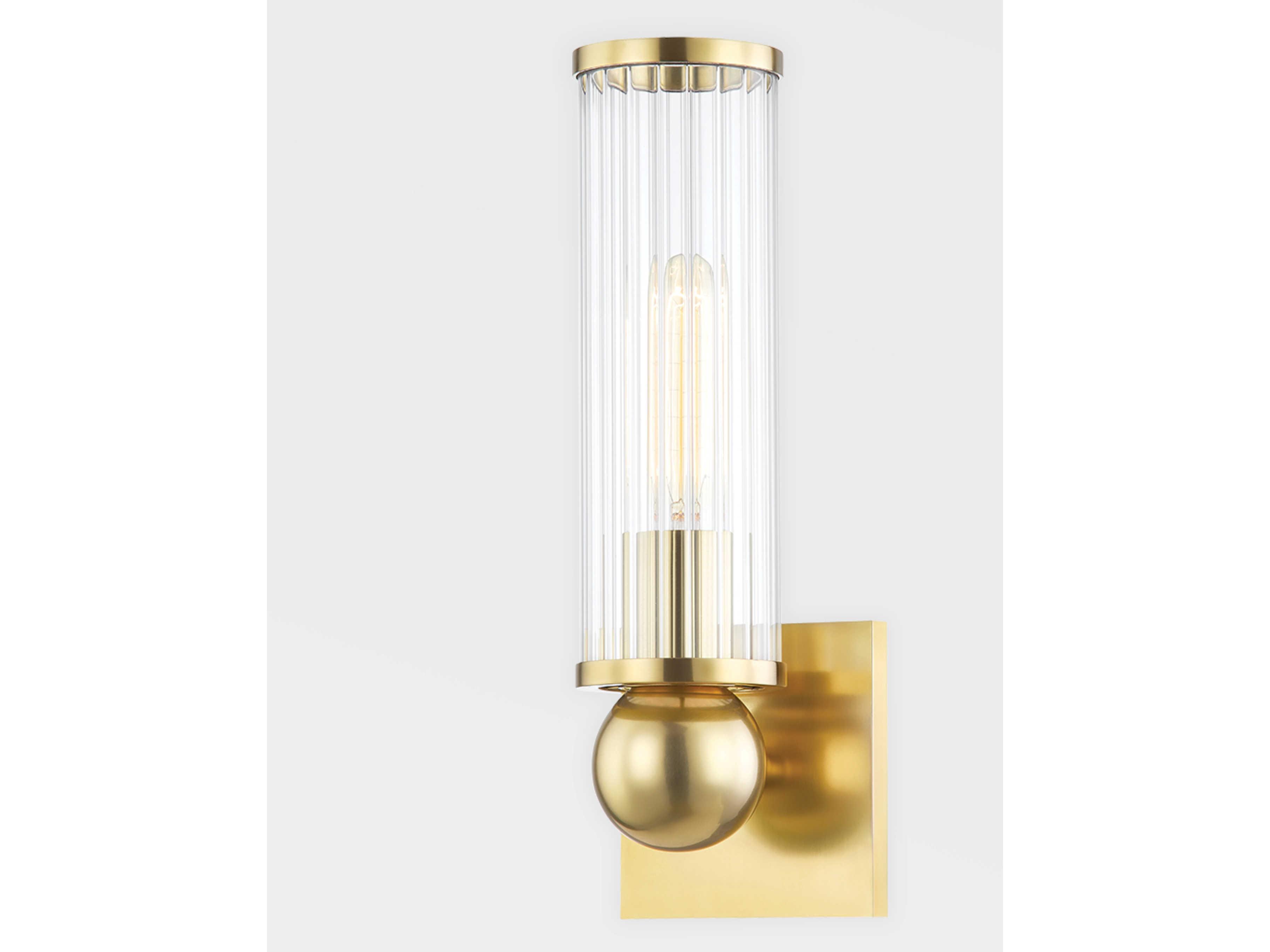 Hudson Valley Malone 1-Light Aged Brass Clear Glass Wall Sconce