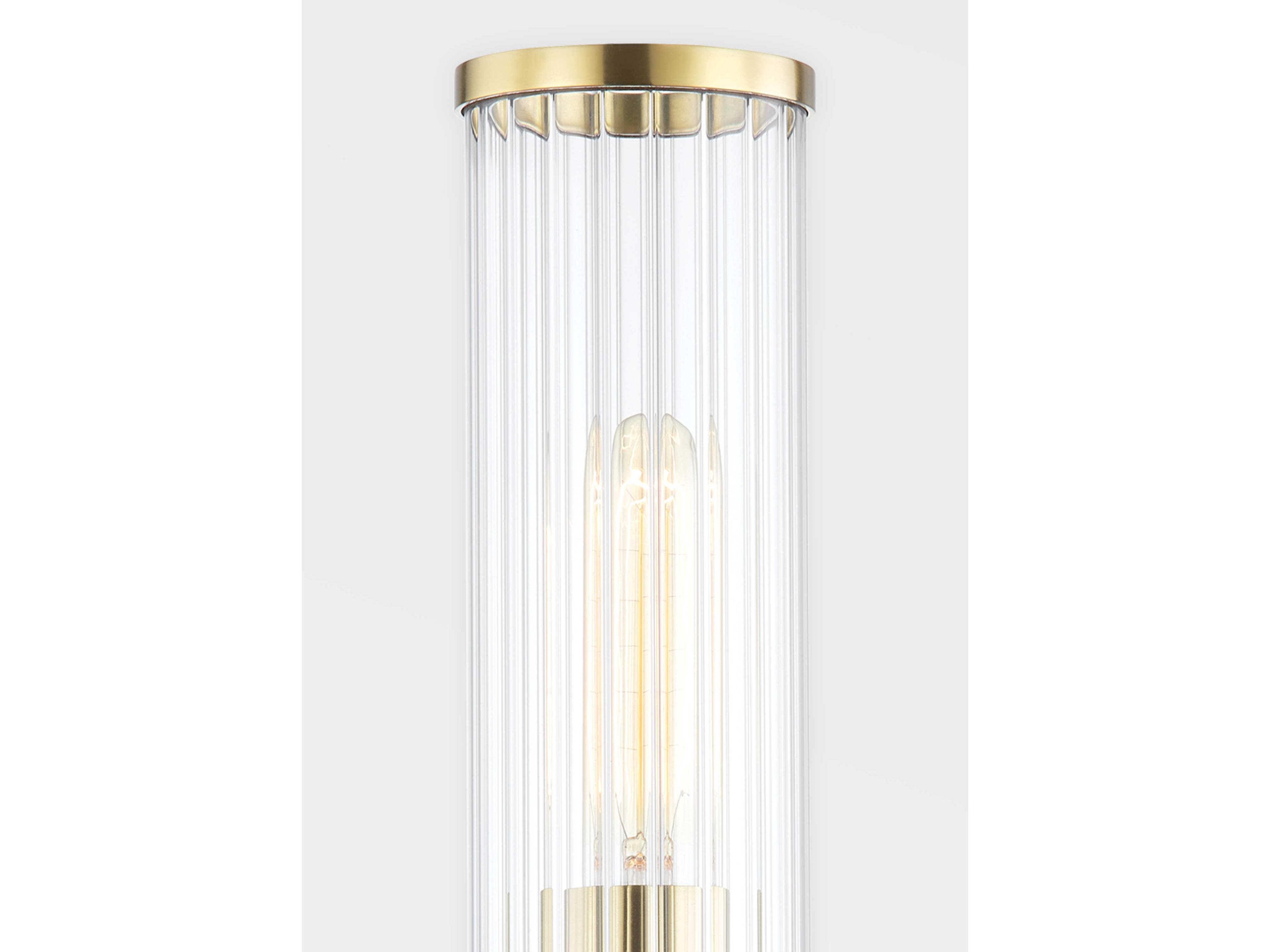 Hudson Valley Malone 1-Light Aged Brass Clear Glass Wall Sconce