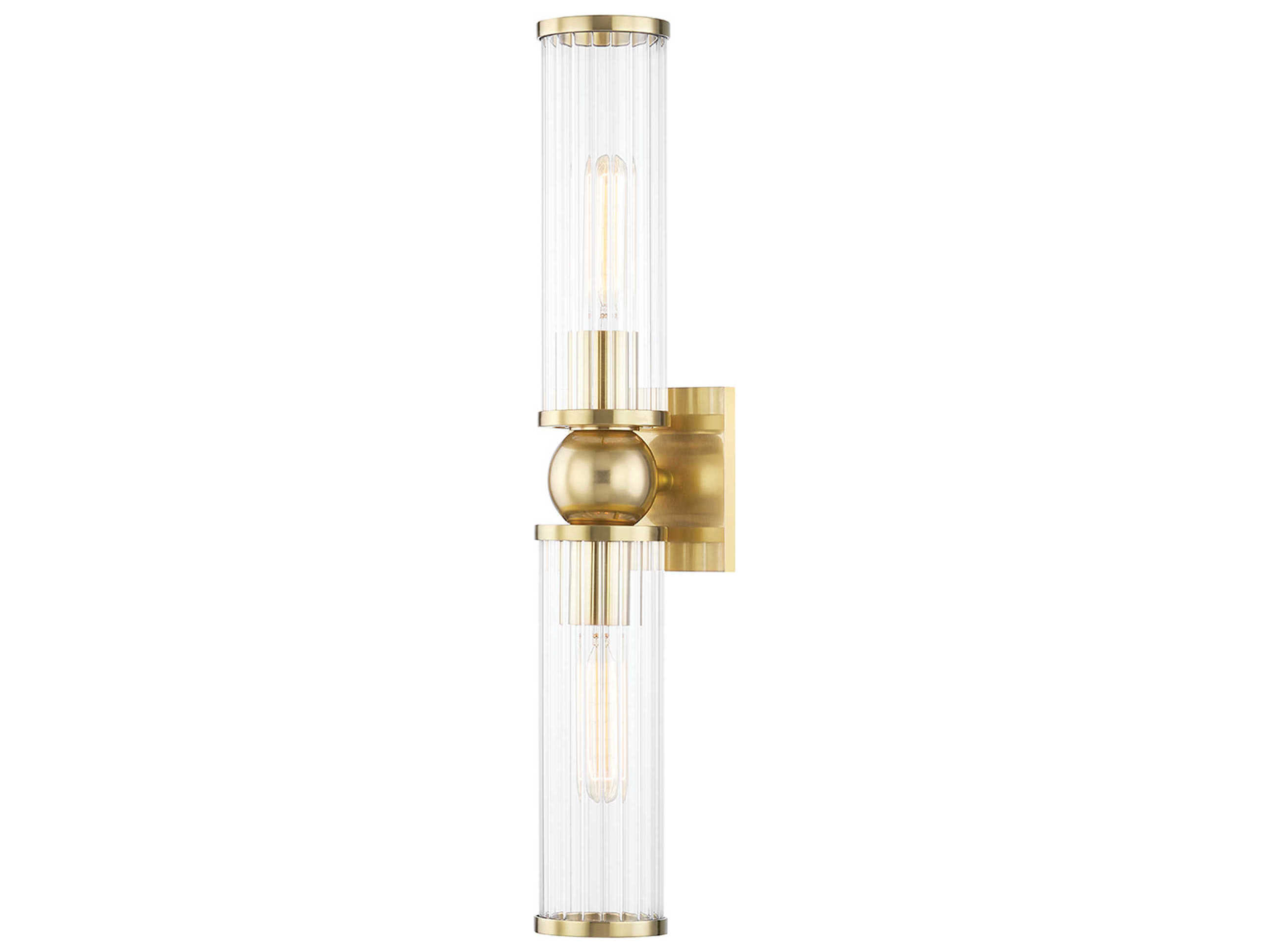 Hudson Valley Malone 2-Light Aged Brass Clear Glass Wall Sconce