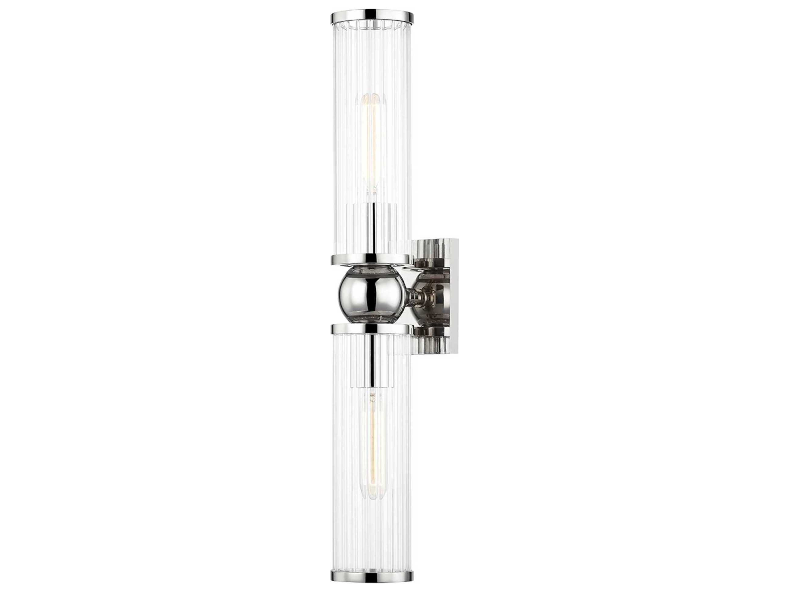 Hudson Valley Malone 2-Light Polished Nickel Clear Glass Wall Sconce