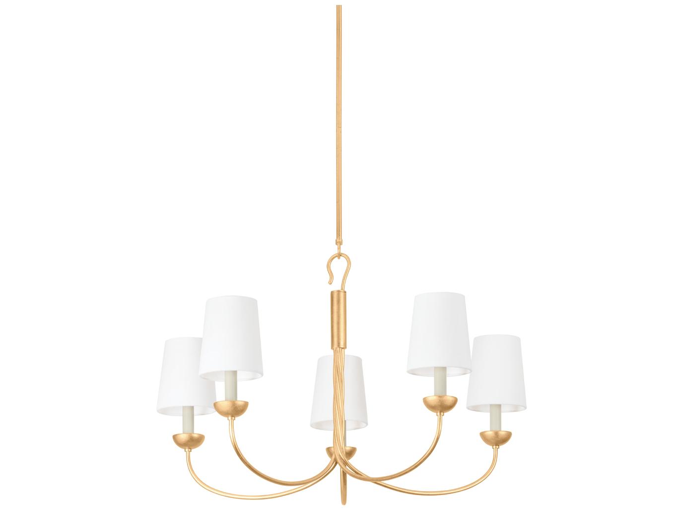Hudson Valley Montpelier 5-Light Vintage Gold Leaf Candelabra Chandelier