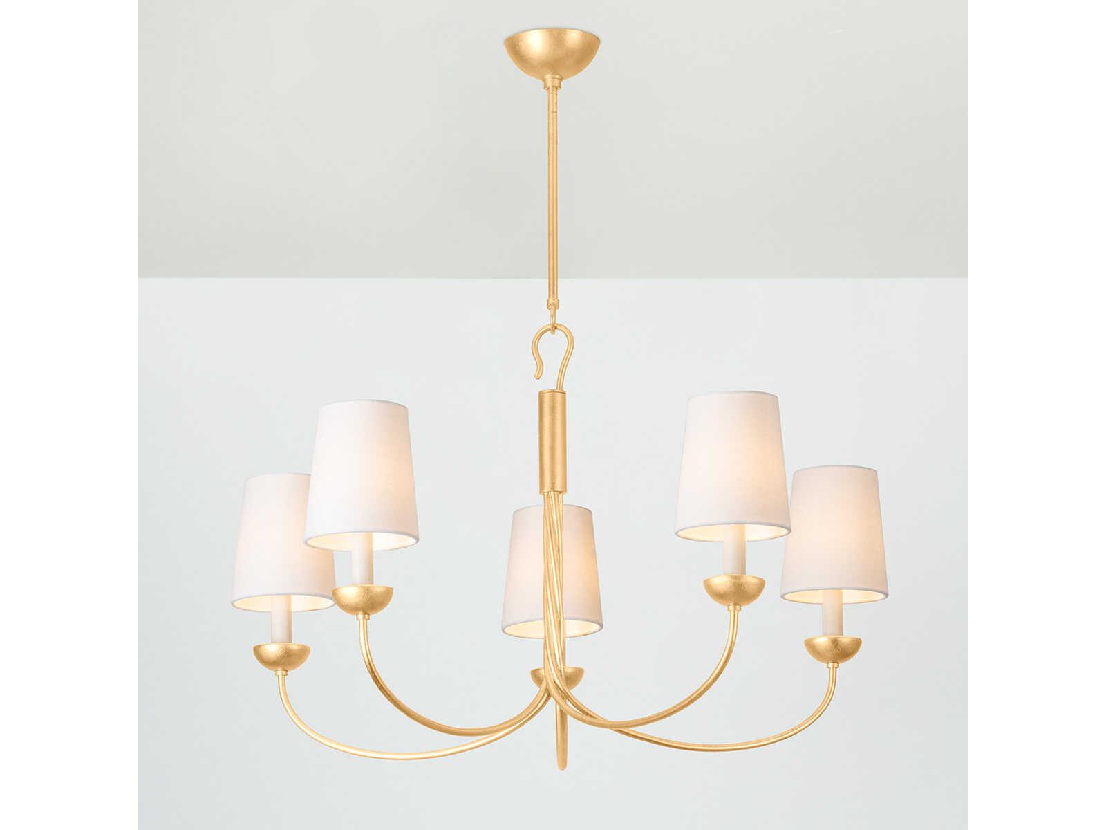 Hudson Valley Montpelier 5-Light Vintage Gold Leaf Candelabra Chandelier