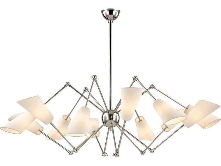 Hudson Valley Buckingham 12-Light Polished Nickel Candelabra Chandelier
