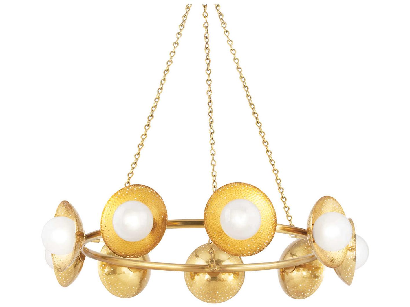 Hudson Valley Glimmer 9-Light Aged Brass Glass LED Globe Chandelier