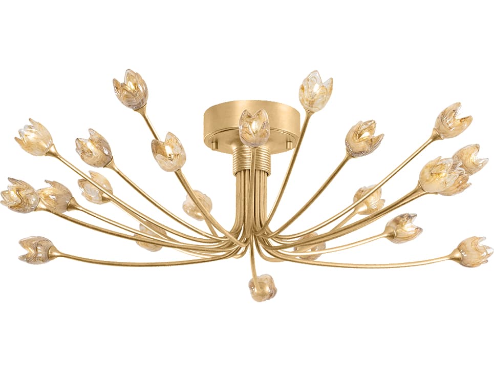 Hudson Valley Falkirk 22-Light Vintage Gold Leaf Semi Flush Mount