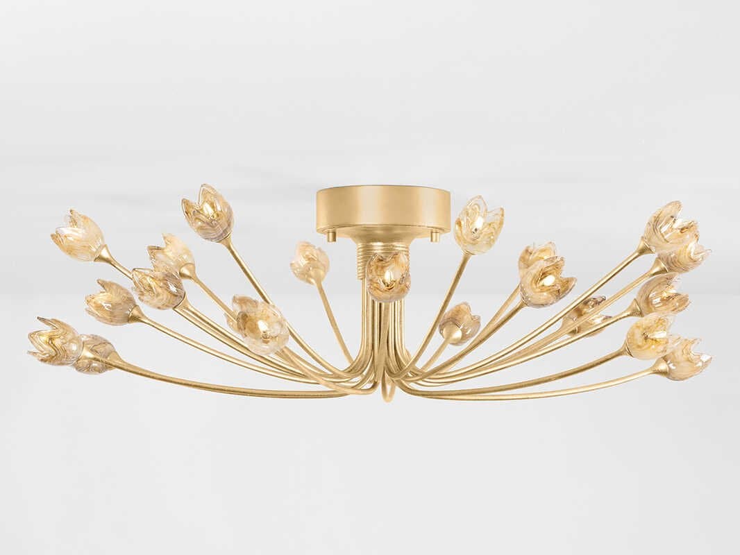 Hudson Valley Falkirk 22-Light Vintage Gold Leaf Semi Flush Mount