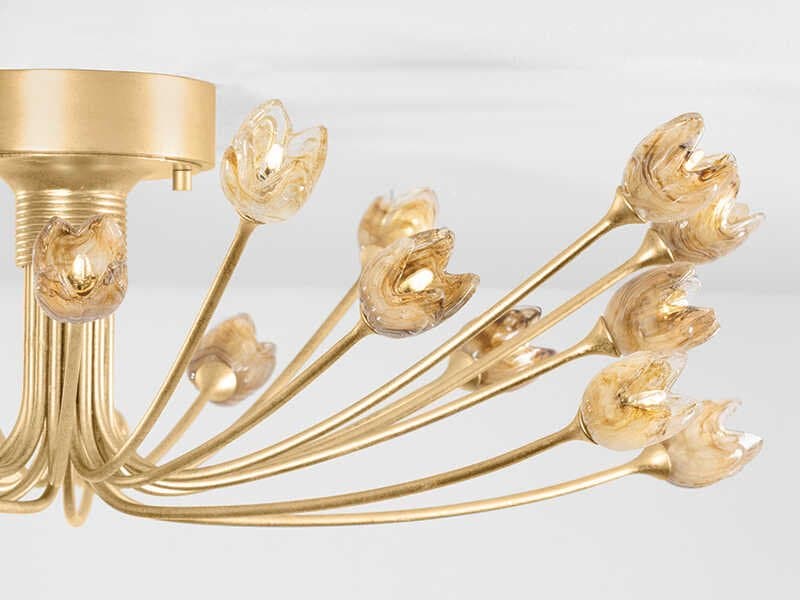 Hudson Valley Falkirk 22-Light Vintage Gold Leaf Semi Flush Mount