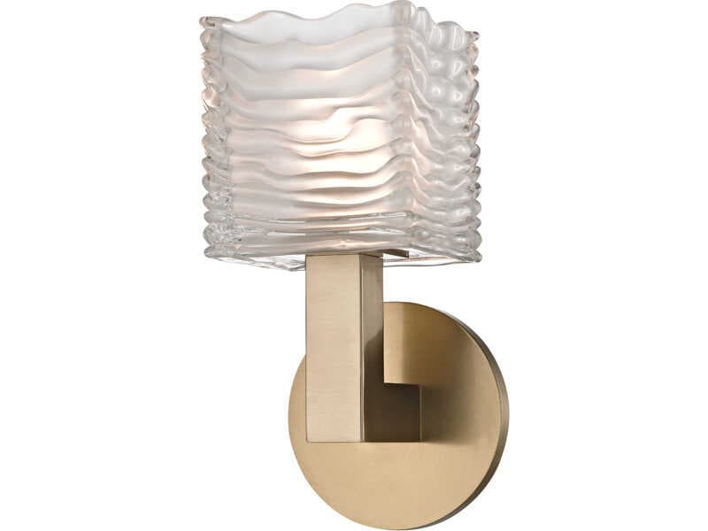 Hudson Valley Sagamore 1-Light Aged Brass Glass Wall Sconce