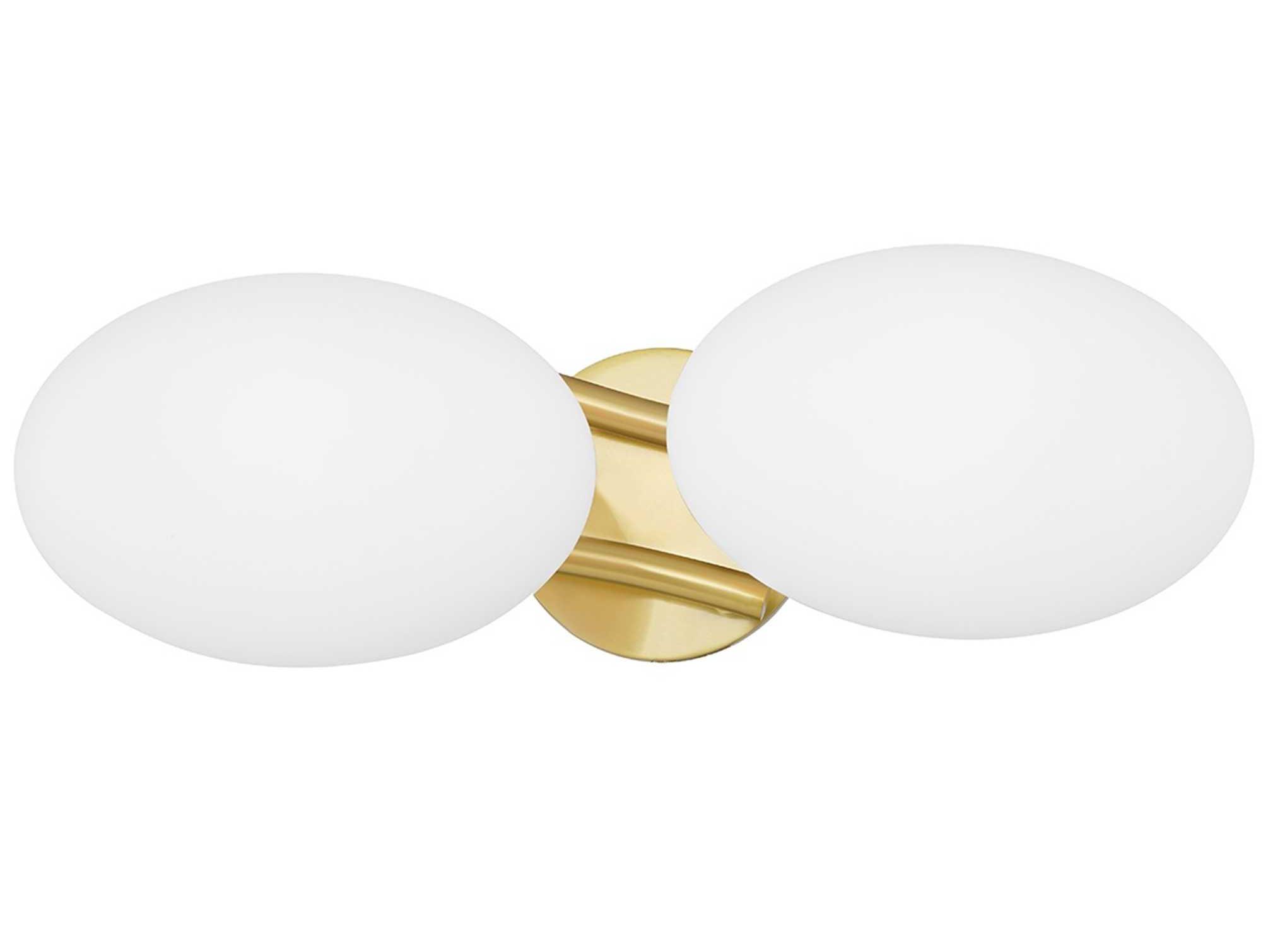 Hudson Valley Wagner 2-Light Aged Brass Glass LED Vanity Light