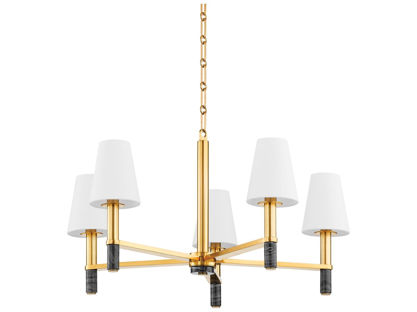Hudson Valley Montreal 5-Light Aged Brass Chandelier