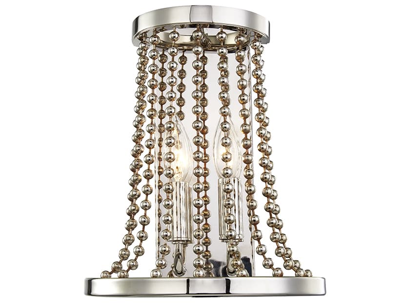 Hudson Valley Spool 2-Light Polished Nickel Wall Sconce