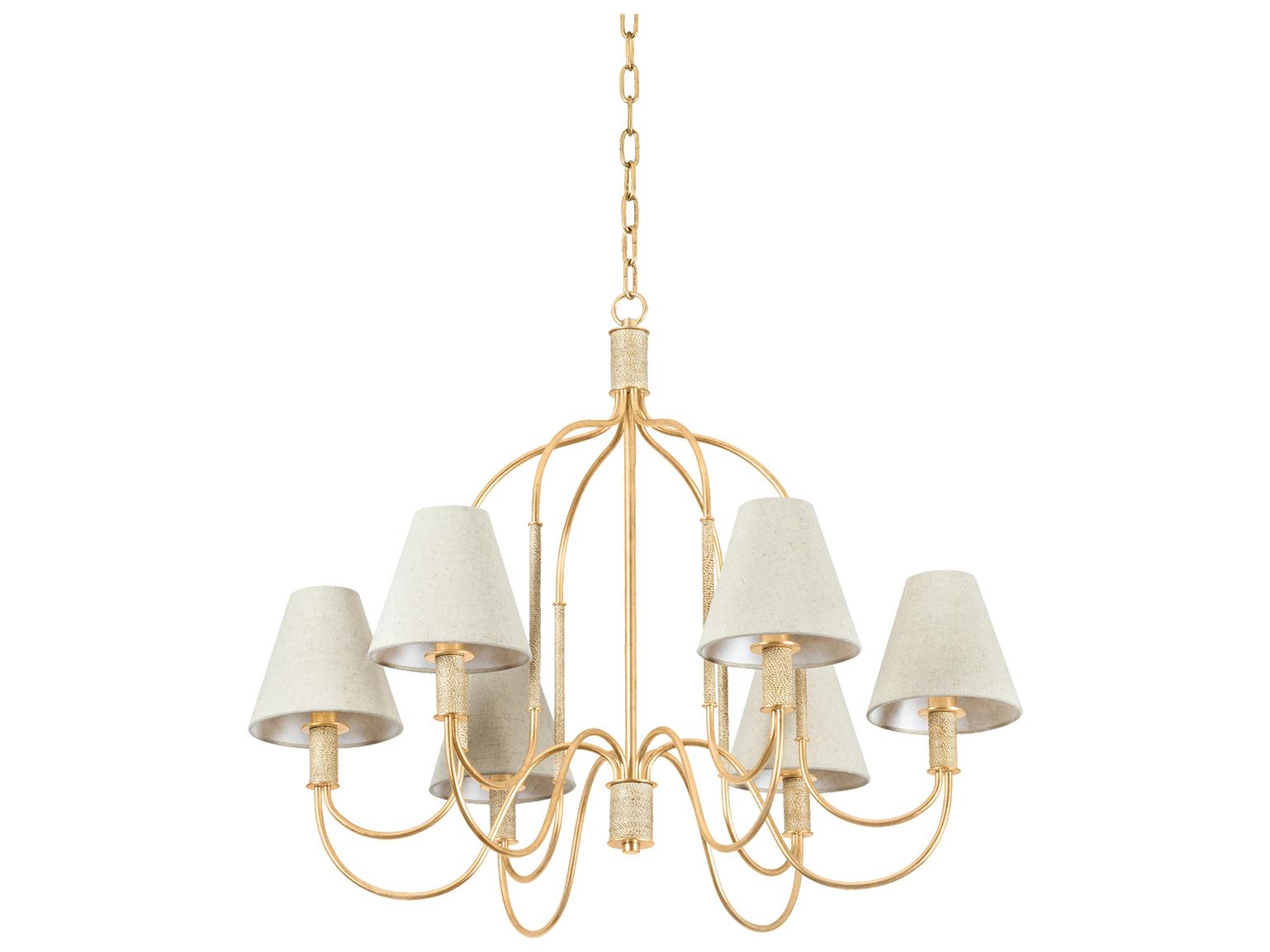 Hudson Valley Warrensburg 6-Light Vintage Gold Leaf Candelabra Chandelier