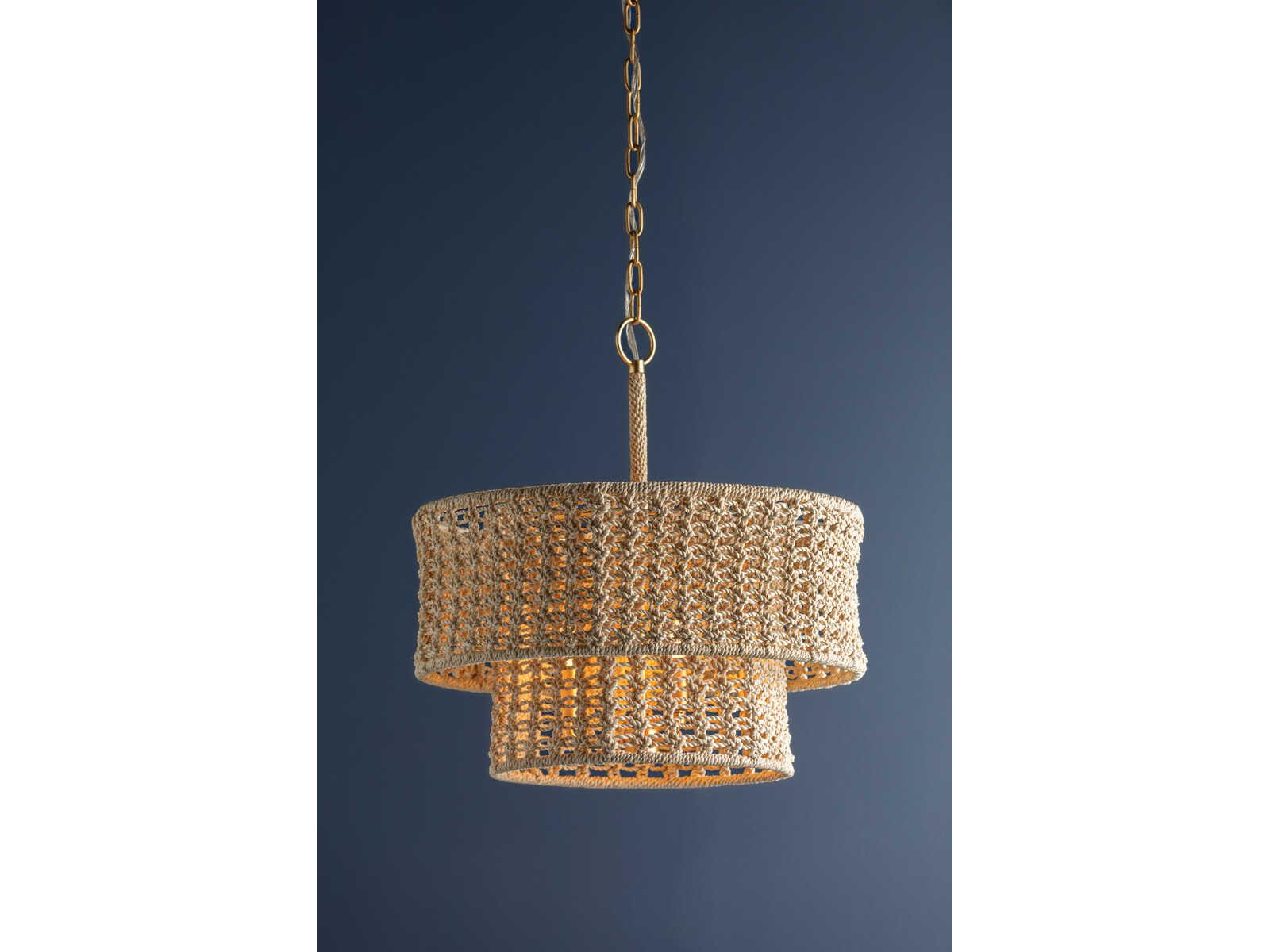 Hudson Valley Yorkhill 3-Light Vintage Gold Leaf White Tiered Pendant