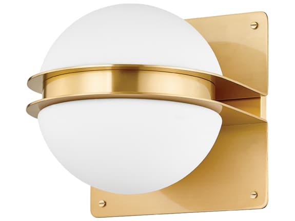 Hudson Valley Rudolf 1-Light Aged Brass White Glass LED Wall Sconce
