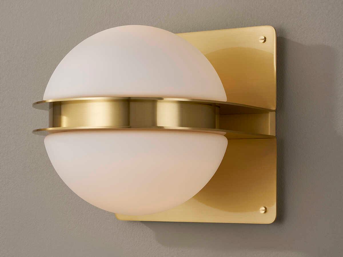 Hudson Valley Rudolf 1-Light Aged Brass White Glass LED Wall Sconce