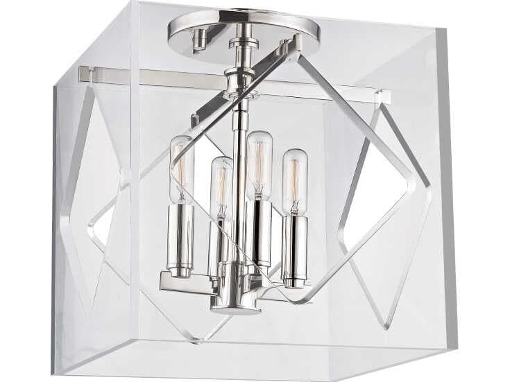Hudson Valley Travis 4-Light Polished Nickel Geometric Flush Mount