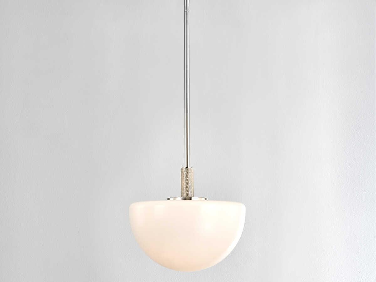 Hudson Valley Lethbridge 1-Light Polished Nickel White Glass Bowl Mini Pendant