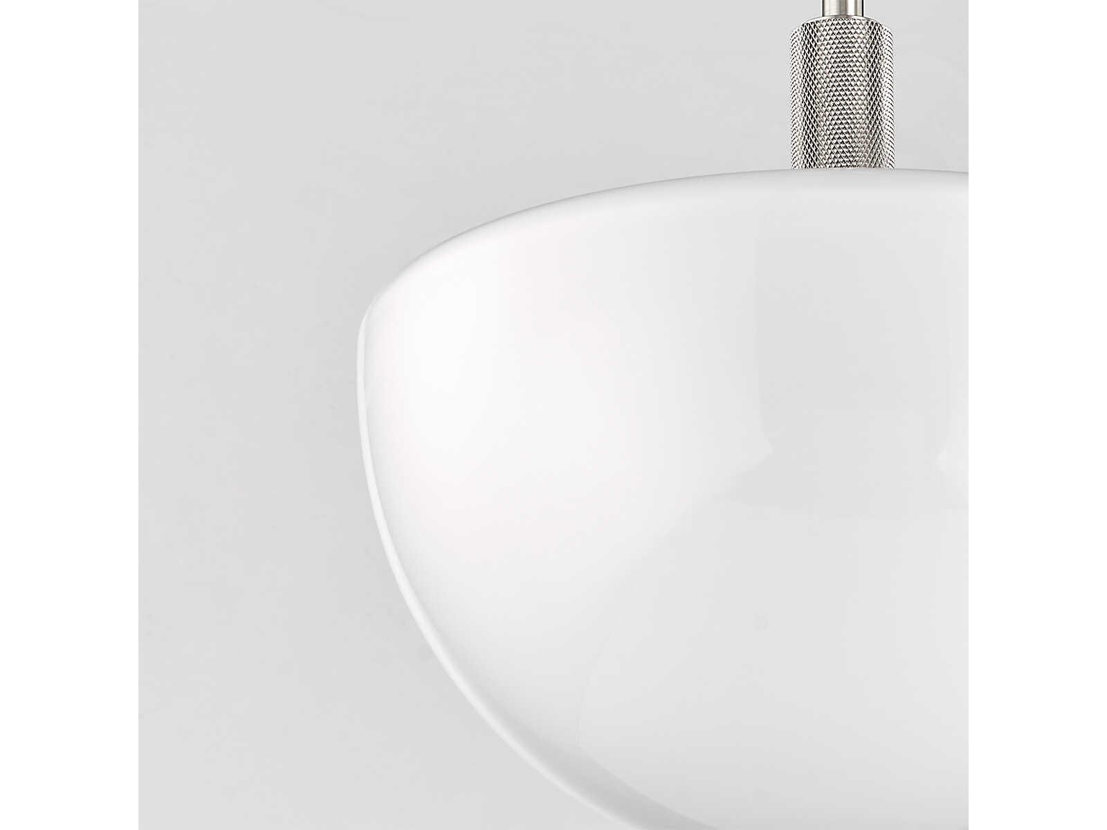 Hudson Valley Lethbridge 1-Light Polished Nickel White Glass Bowl Mini Pendant